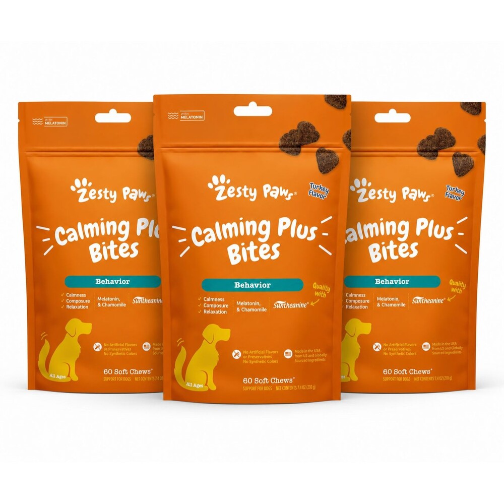 Zesty Paws Calming Plus Bites, Dogs, Behavior, All Ages, Turkey, 180 Soft Chews